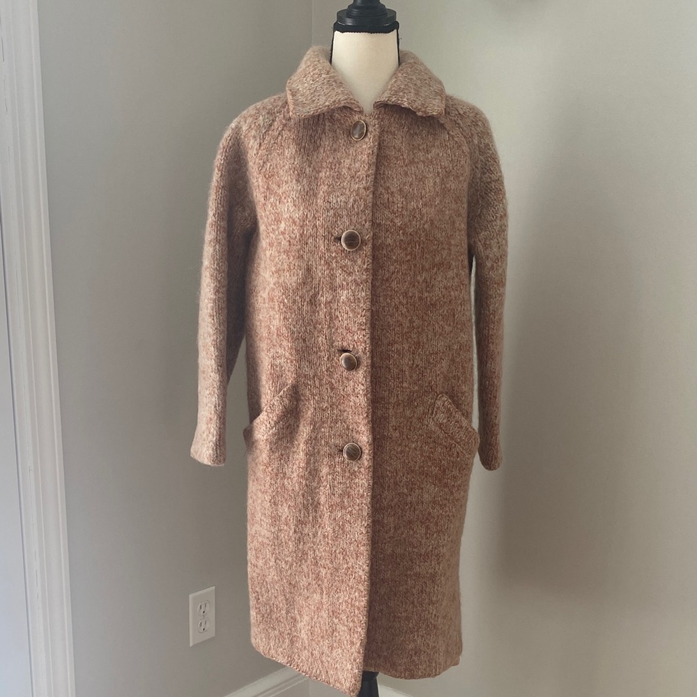 Vintage wool midi sweater cardigan lined coat heathered